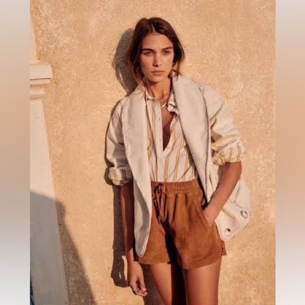 Sézane Beige Kurt Denim Jean Jacket Coat~38